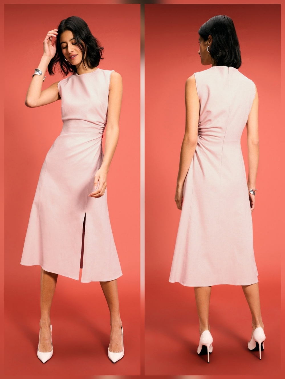 BOSS Dianah Midi Dress Crew Neck Sleeveless Size 6